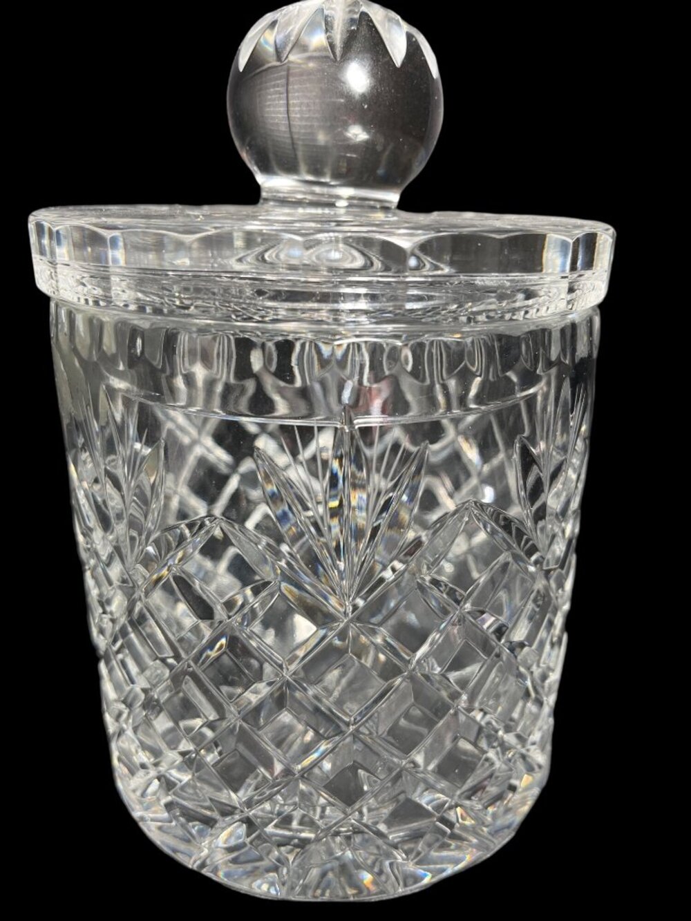 Vintage Heavy Lead Crystal Covered Biscuit Barrel Candy Jar 7 1/2"